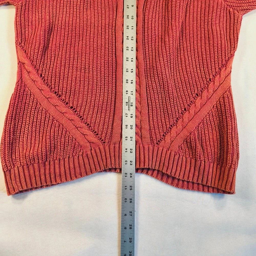Umgee Chunky Sweater Red Cable Knit Pullover Long‎ Sleeve Cozy Boho Casual Top